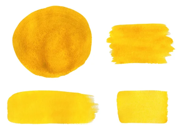 Coleção de elementos de design aquarela amarelo isolado no fundo branco — Fotografia de Stock