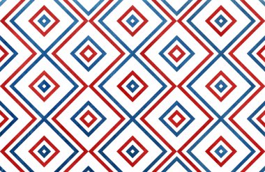 Koyu mavi ve kırmızı renklerde geometrik desen.