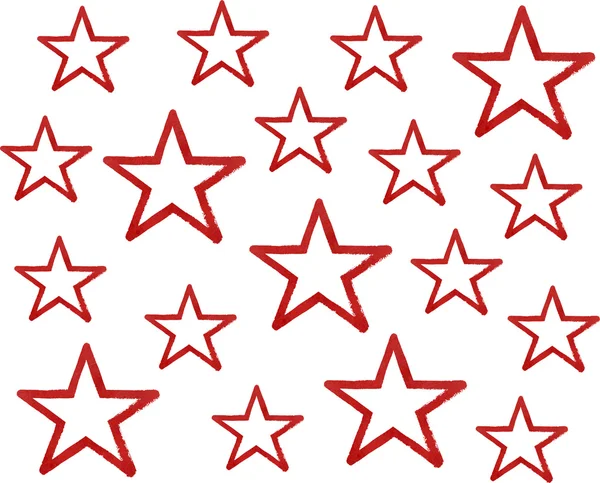 Akwarela grunge czerwonych gwiazd na białym tle — Zdjęcie stockowe