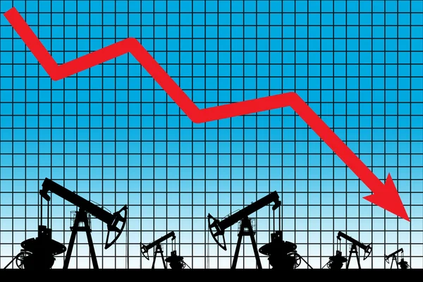 Crise des prix du pétrole. Graphique de chute des prix du pétrole illustration . — Photo