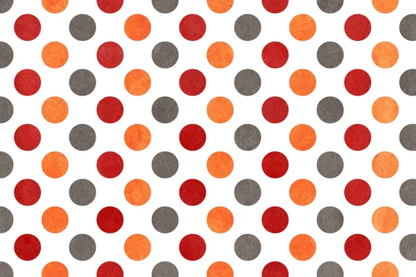 Aquarela laranja, vermelho escuro e cinza polka dot fundo . — Fotografia de Stock