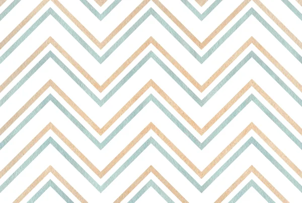 Watercolor beige and blue stripes background, chevron. — Stock Photo, Image