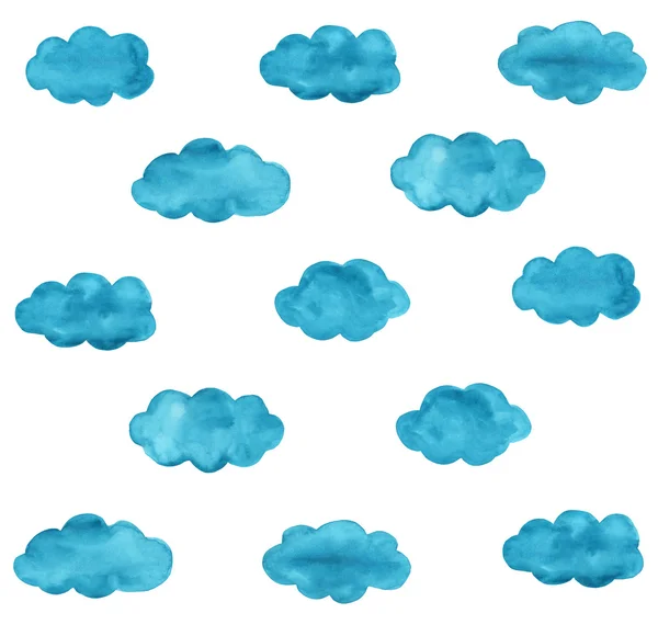 Blue watercolor clouds pattern