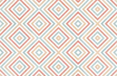 Pembe, bej ve mavi renklerde geometrik desen.