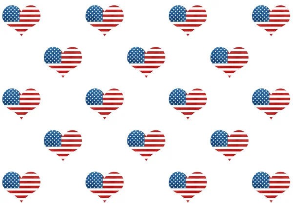 마음으로 미국 국기 패턴. — 스톡 사진