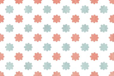 Sulu boya pembe ve mavi çiçekler.