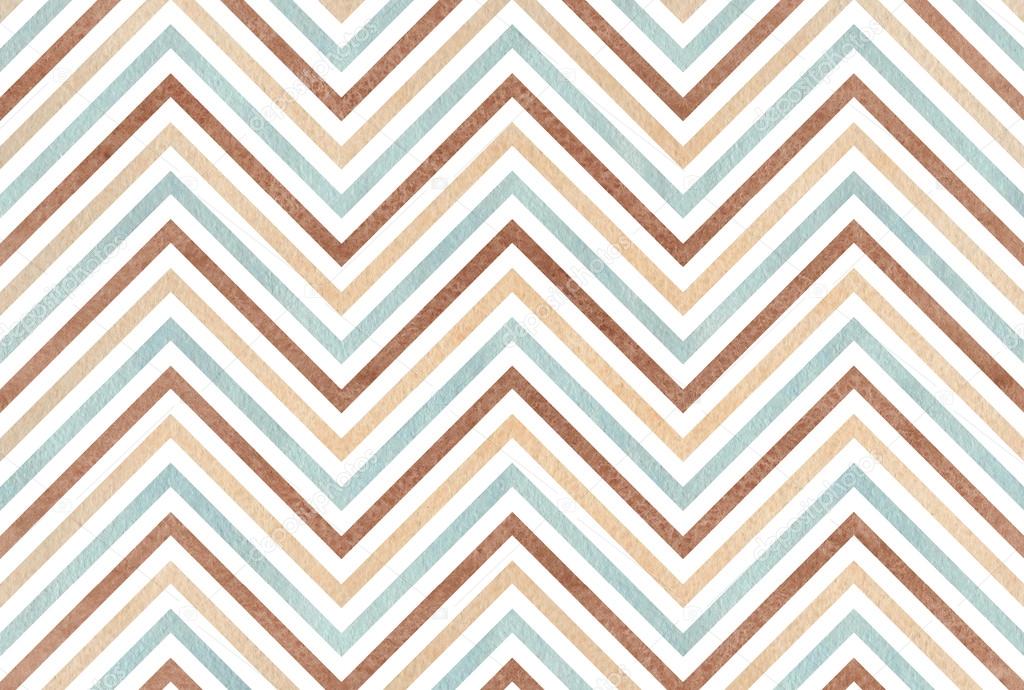 watercolor brown beige and blue stripes background chevron tan and blue