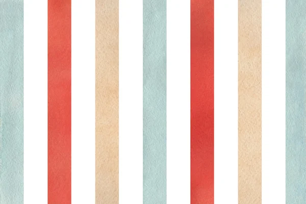 Watercolor beige, red and blue striped background. — Stock Photo, Image