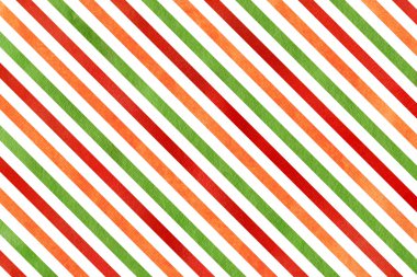 Suluboya turuncu, kırmızı ve yeşil çizgili arka plan.