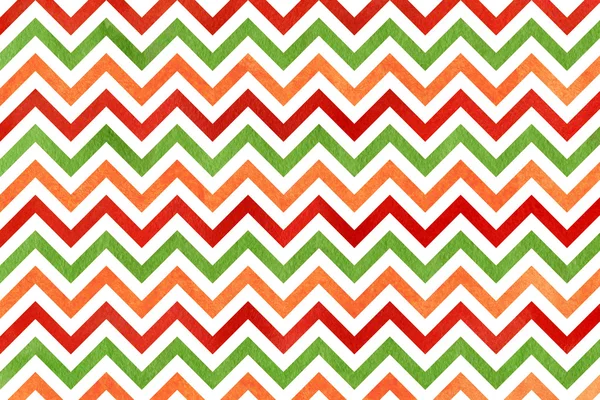 Watercolor orange, red and green stripes background, chevron. — Stock Photo, Image