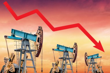 Petrol fiyatı kriz. Petrol fiyatı sonbahar grafik illüstrasyon.