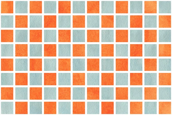 Akvarelu oranžové a modré čtverce — Stock fotografie