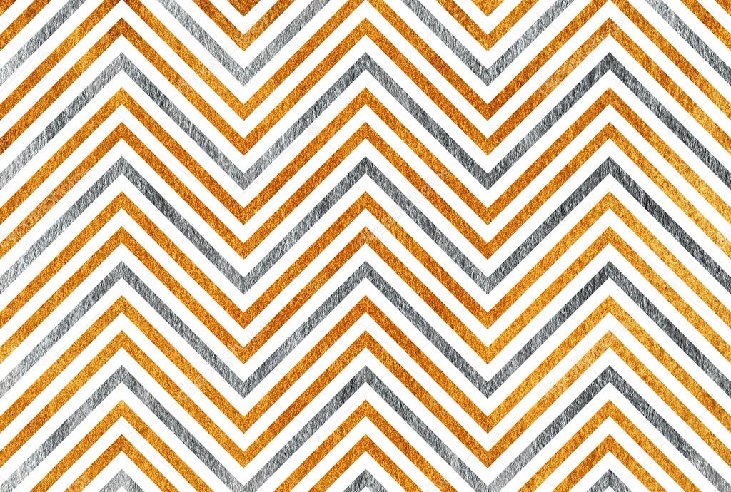 Golden and silver stripes background, chevron.