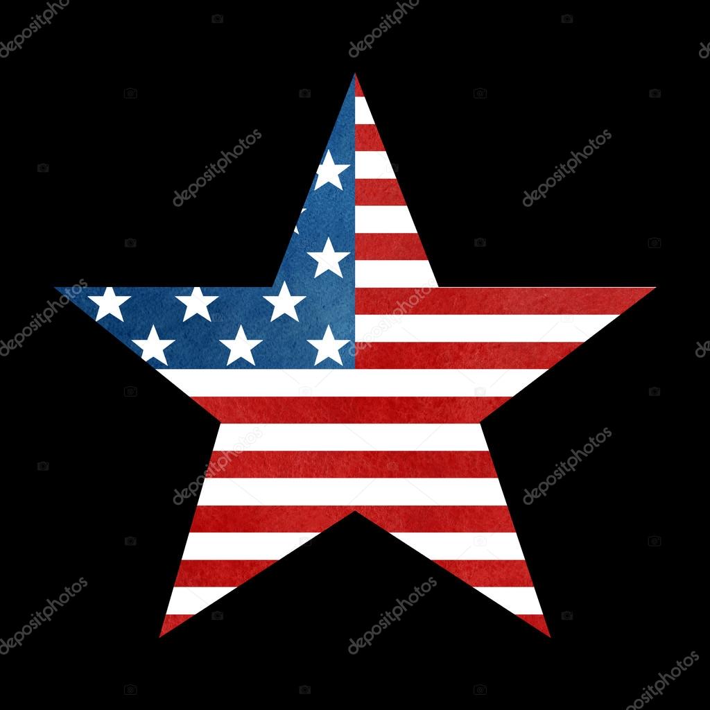 Big Star American Flag on white background. Stock Photo by