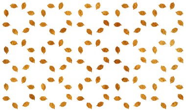 Beyaz arkaplanda altın yapraklar.