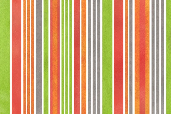 수채화 오렌지, 녹색, 빨간색과 회색 줄무늬 배경. — 스톡 사진
