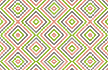 Pembe, yeşil ve gri renklerde geometrik desen.