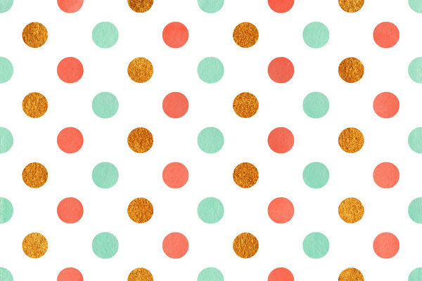 Watercolor polka dot background.