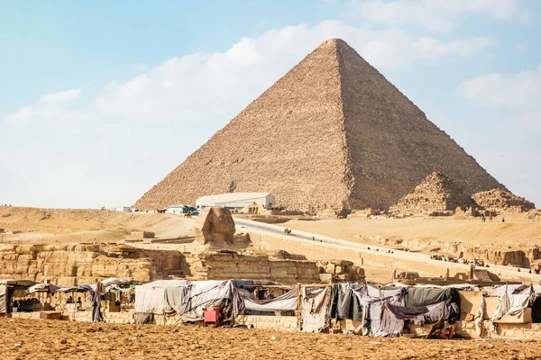 Vista Sobre Grande Esfinge Pirâmide Khafre Gizé Egito — Fotografia de Stock