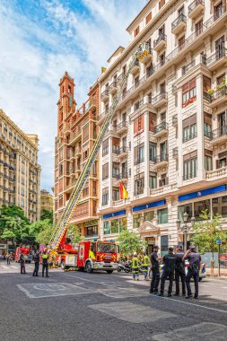 VALENCIA, SPAIN - June 2019: Fire in the center of Valencia