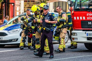 VALENCIA, SPAIN - June 2019: Fire in the center of Valencia