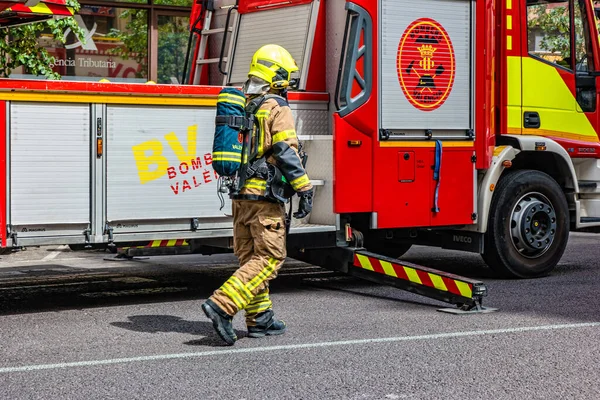 Valencia Spain June 2019 Fire Truck Center Valencia — Stock fotografie