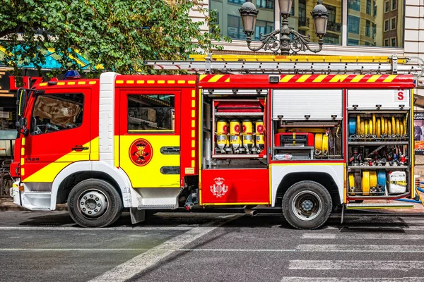 Valencia Hiszpania Czerwiec 2019 Samochód Strażacki Centrum Walencji — Zdjęcie stockowe