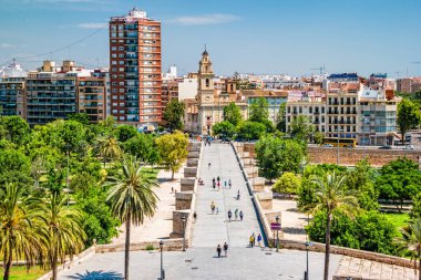 VALENCIA, İSPA - Haziran 2019 Valencia 'nın yukarıdan görünüşü.