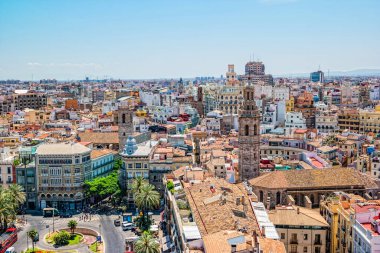 VALENCIA, İSPA - Haziran 2019 Valencia 'nın yukarıdan görünüşü.