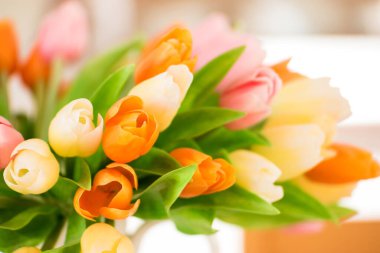 Sıcak ışıkta bir buket lale..