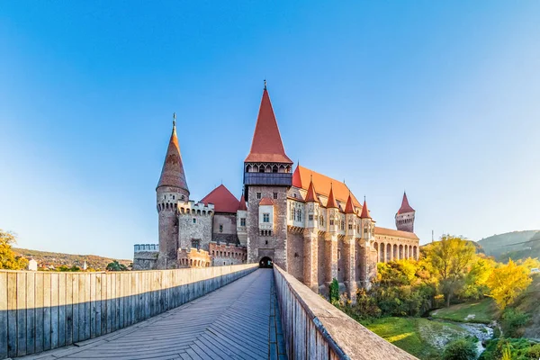 Castelo Hunyad Corvin Medieval Região Transilvânia Roménia — Fotografia de Stock
