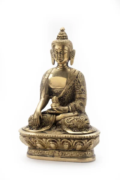 Бронзовая статуя Будды на белом фоне — стоковое фото