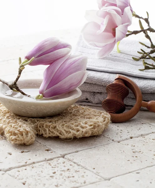 Magnolia flowers for beauty spa — Stock Photo, Image