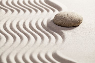 sinuous path in sand for philosophy of life with stone on the border waves clipart