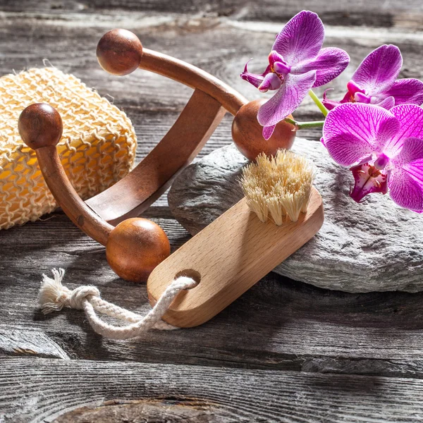Herramientas y diseño de masaje, cuidado de uñas y cura de pureza — Foto de Stock