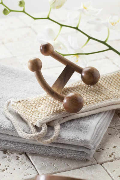 Vätskebalans, peeling med zen massage — Stockfoto