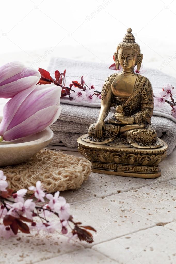 Buddha For Zen Attitude With Flowers At Spa Stock Photo Image By C Studiograndouest Buddha For Zen Attitude With Flowers At Spa Stock Photo Image By C Studiograndouest