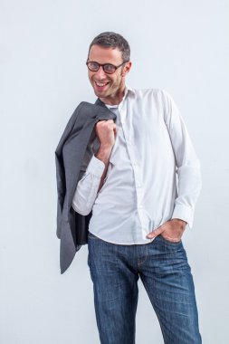 seksi orta yaşlı işadamı ceketini holding de rahatlatıcı