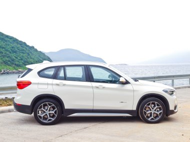 Hong Kong, Çin 4 Ocak 2016: Bmw X 1 2016 Test Drive Jan 4 2016 gün Hong Kong.