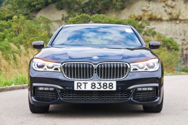 Hong Kong, Çin 4 Ocak 2016 : Bmw 740li 2016 Test Sürüşü Günü 4 Ocak 2016 Hong Kong'da.