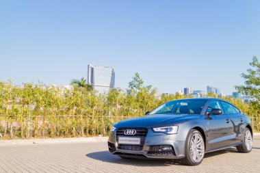 Hong Kong, Çin 4 Ocak 2016: Audi A5 Sportback 2016 Test Drive Jan 4 2016 gününde Hong Kong.