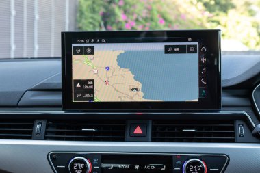 Hong Kong, Çin 9 Kasım 2020: Audi A4 Sedan 2020 Kontrol Paneli 9 numara 2020, Hong Kong.