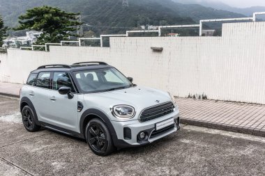 Hong Kong, Çin 11 Aralık 2020: Mini Cooper Vatandaşı Test Sürüşü Günü 11 Aralık 2020, Hong Kong.