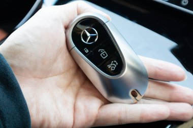 Hong Kong, Çin 22 Ocak 2021 Mercedes-Benz S500 4MATIC Araba Anahtarı 22 Ocak 2021, Hong Kong.
