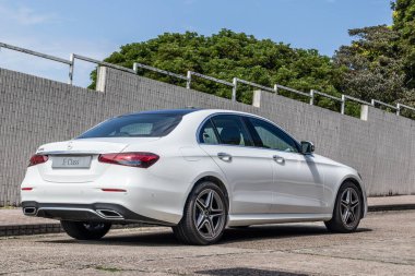 Hong Kong, Çin 20 Nisan 2021 Mercedes-Benz E200 test sürüşü 20 Nisan 2021, Hong Kong.