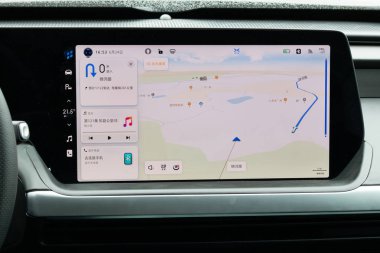 Hong Kong, Çin 24 Haziran 2021: XPeng P7 EV Kontrol Paneli 24 Haziran 2021.