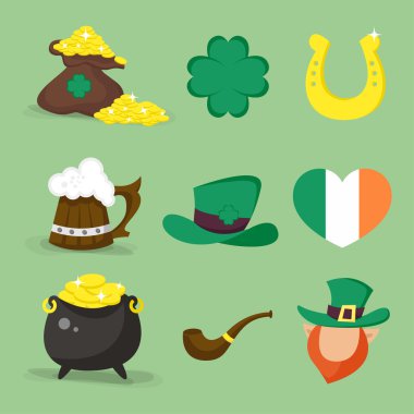 St.Patrick'ın gün tasarımı için vektör simge kümesi.