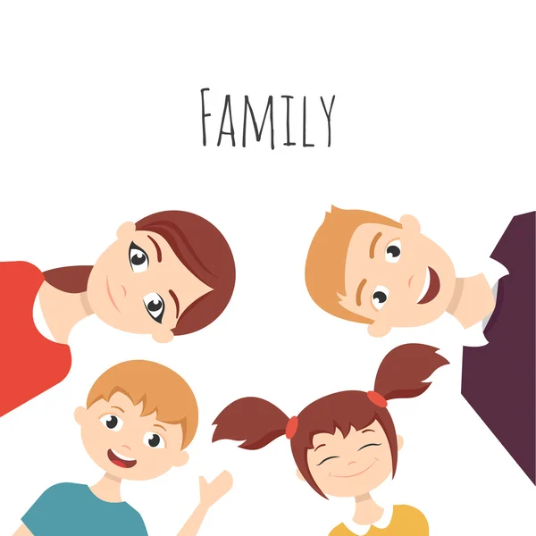 Vektör aile portresi: Anne, baba, kızı ve oğlu. — Stok Vektör