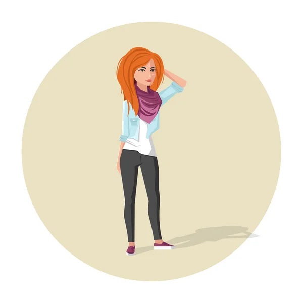 Ilustración de chica pelirroja hipster — Vector de stock