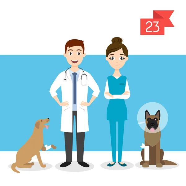 Berufsbezeichnungen: Mann und Frau. Tierarzt. — Stockvektor